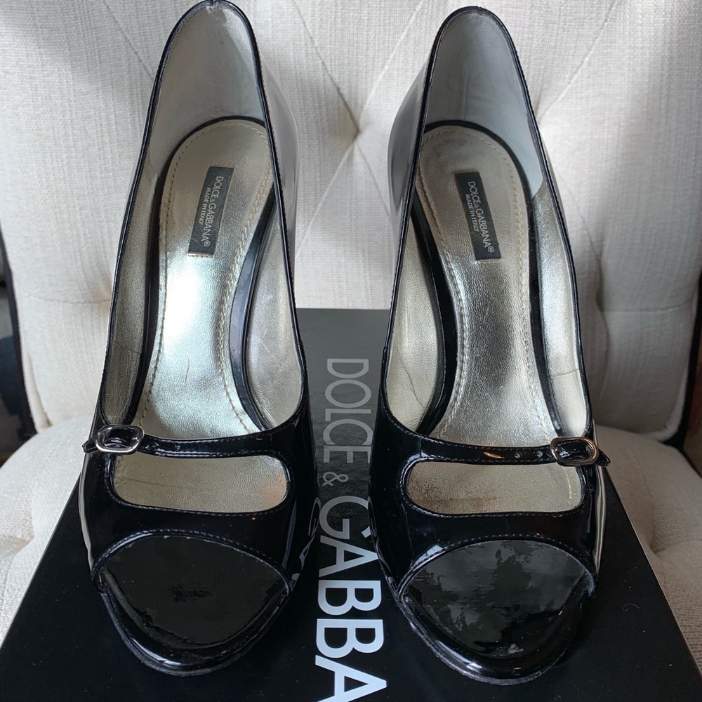 Dolce & Gabbana Vernice Spuntata Pump Black Patent Leather Size 38.5 - Picture 5 of 15